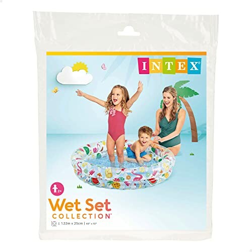 Piscine gonflable pour enfants avec motifs colorés.