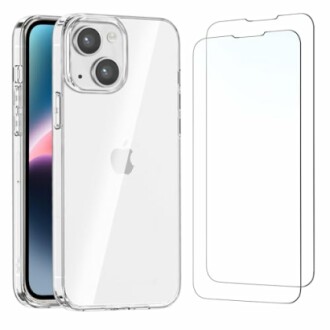 Coque transparente et protecteur d'écran pour iPhone.