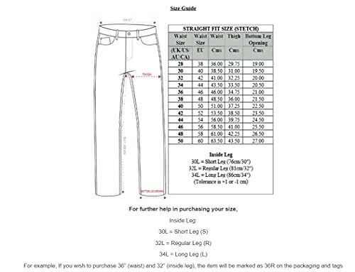 Guide des tailles pour jeans avec mesures en pouces et centimètres