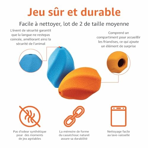 Jouets pour animaux durables et faciles à nettoyer.