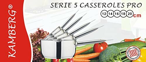 Ensemble de 5 casseroles en acier inoxydable avec légumes