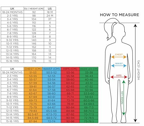 Tableau des tailles de vêtements pour enfants avec guide de mesure