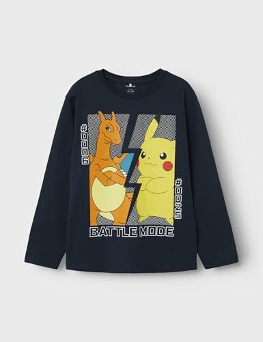 T-shirt pour enfants avec Pikachu et Dracaufeu en mode combat