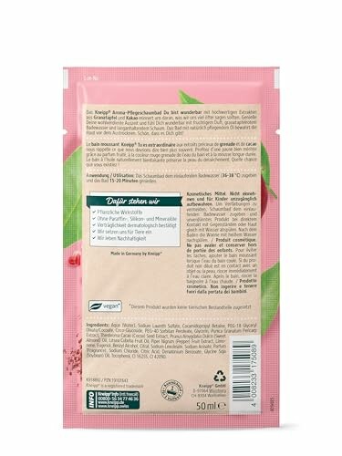 Dos du sachet de bain soin Kneipp à l'argan.
