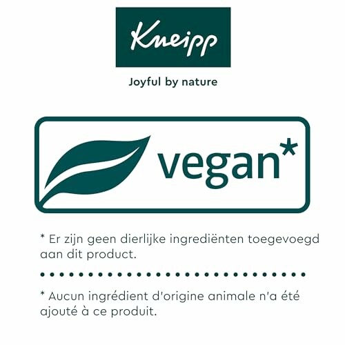 Label vegan de Kneipp, sans ingrédients d'origine animale.