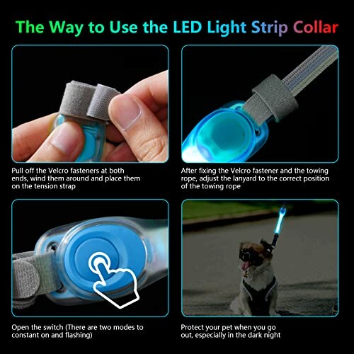 Instructions pour utiliser le collier lumineux LED pour chien.