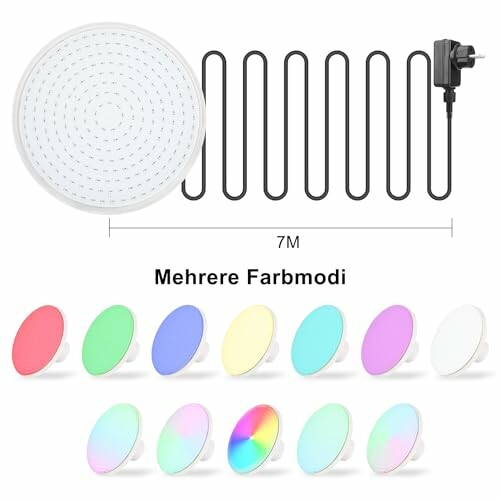 Bande lumineuse LED avec plusieurs modes de couleur et adaptateur.