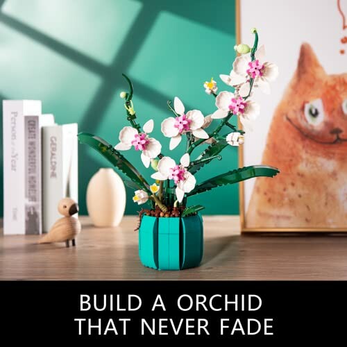 Orchidée en LEGO sur une table