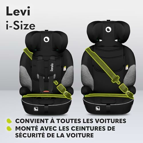 Deux sièges auto Levi i-Size avec ceintures de sécurité.