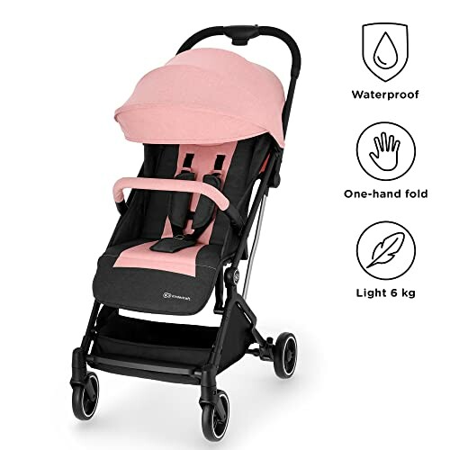 Poussette bébé légère rose avec fonctionnalités imperméables