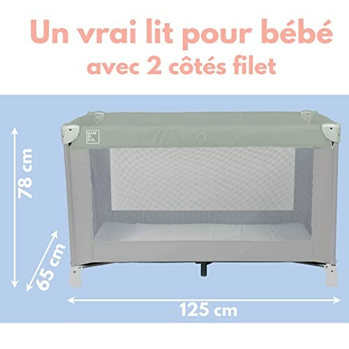 Lit pliable pour bébé avec côtés en filet