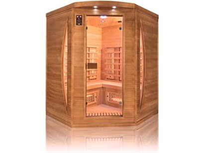 Cabine de sauna infrarouge en bois luxueuse.
