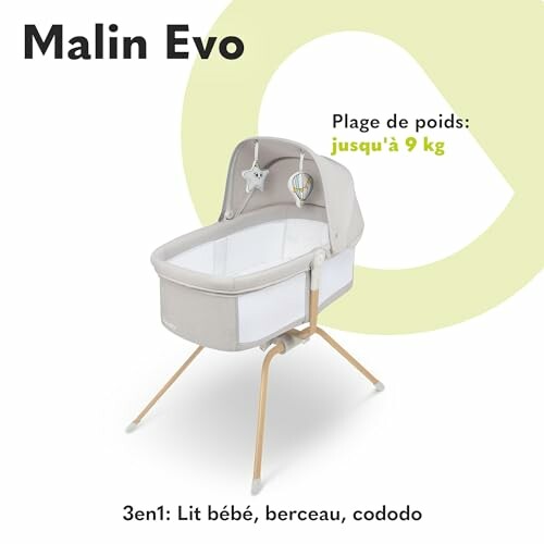 Lit bébé 3 en 1 avec accessoires pour 9 kg