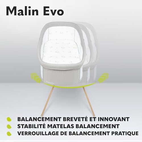 Berceau pour bébé avec balancement innovant et breveté