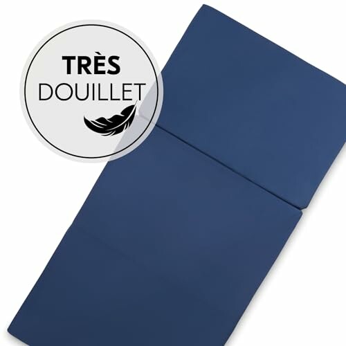 Matelas pliable bleu avec étiquette très douillet