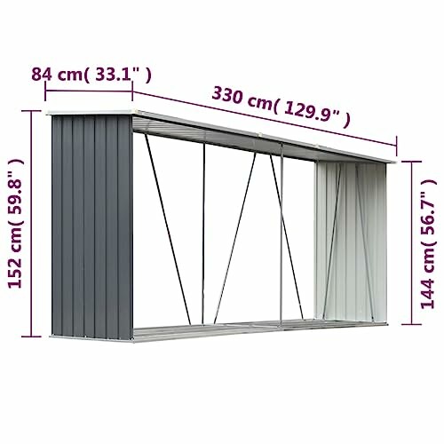 Dimensions d'un abri métallique.