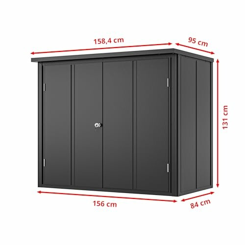 Armoire de rangement en métal avec dimensions indiquées.