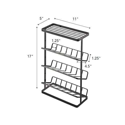 Porte-bouteilles en métal avec dimensions indiquées