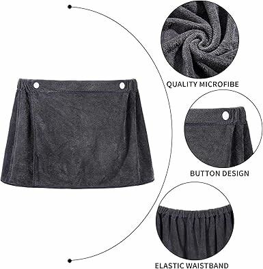 Serviette en microfibre avec boutons et taille élastique.