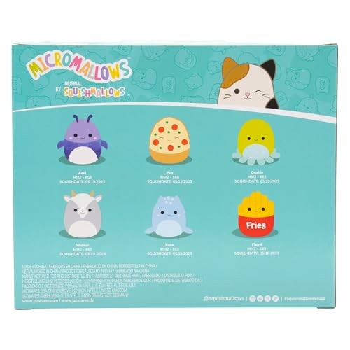 Collection de Micromallows Squishmallows avec six personnages mignons.