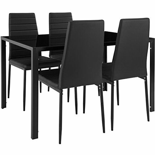 Ensemble de salle à manger moderne noir avec quatre chaises