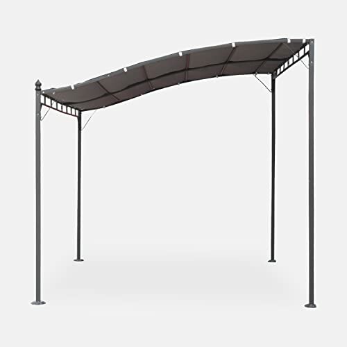 Structure moderne de gazebo avec toit incurvé.