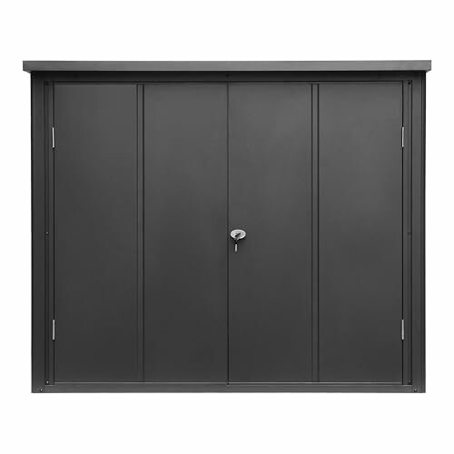 Porte en métal gris moderne avec serrure.