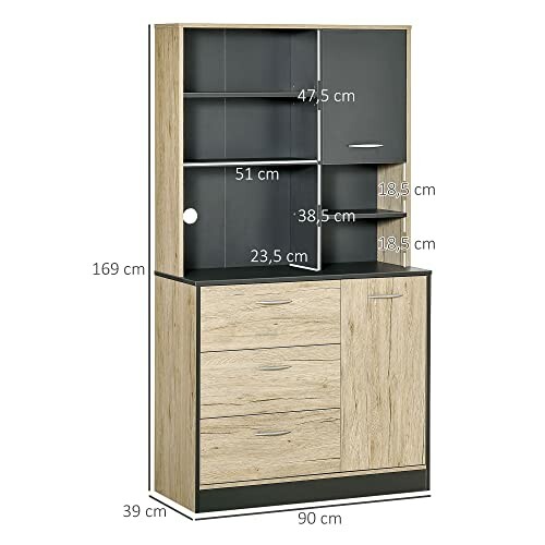 Armoire de cuisine moderne avec dimensions indiquées en centimètres.