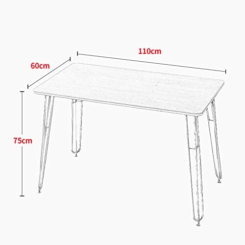 Table rectangulaire moderne avec dimensions 110 cm par 60 cm.