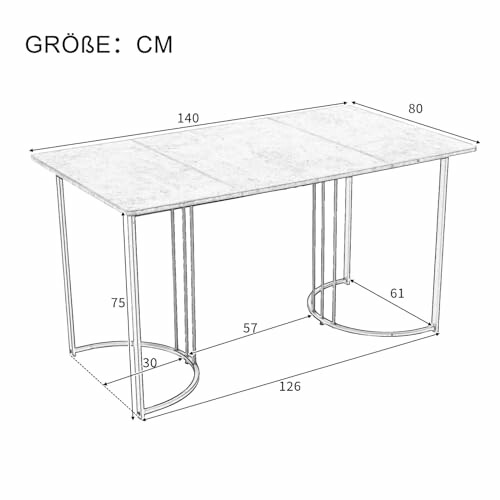 Schéma des dimensions d'une table moderne