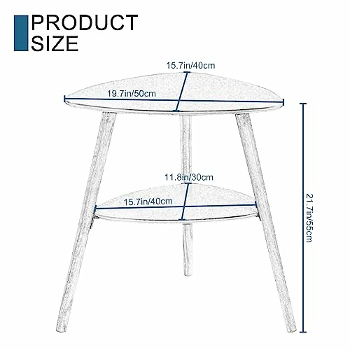 Dimensions de la table d'appoint triangulaire moderne