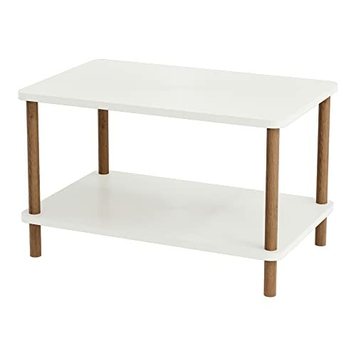 Table basse blanche moderne avec étagère inférieure