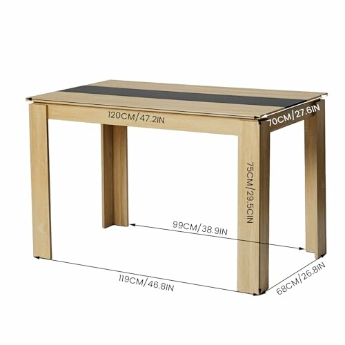 Table à manger moderne en bois avec dimensions