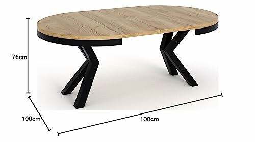 Table à manger en bois moderne avec pieds noirs.