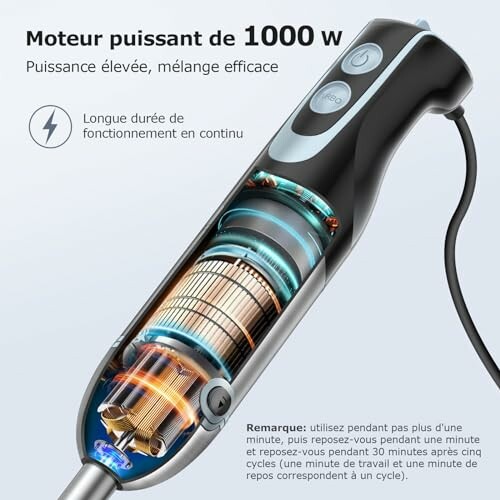 Mélangeur plongeant avec moteur puissant de 1000 W.