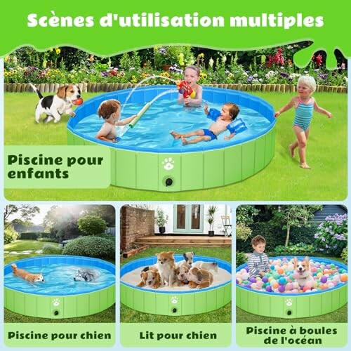 Piscine polyvalente pour enfants et animaux, utilisée comme piscine, lit de chien et piscine à balles.