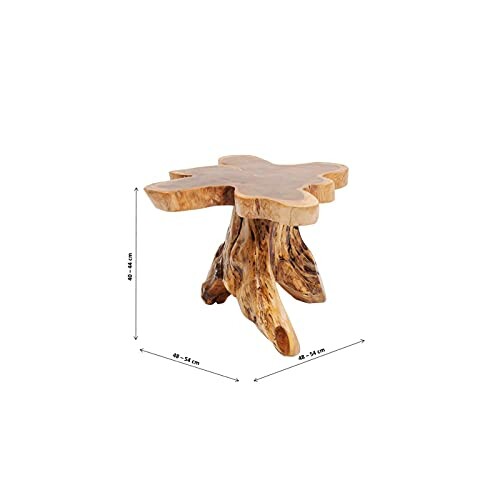 Table en bois naturel avec base de tronc d'arbre