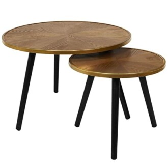 Tables basses en bois imbriquées avec pieds noirs