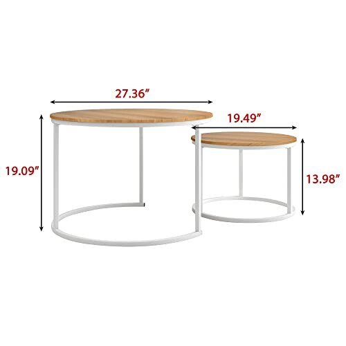 BORPHOM Tables Basses Rondes Gigognes