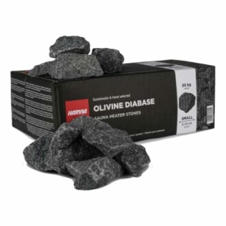 Boîte de pierres de sauna olivine diabase.