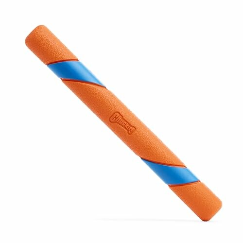 Jouet pour chien en forme de bâton, orange et bleu