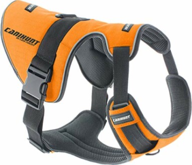 Harnais orange pour chien avec attaches noires