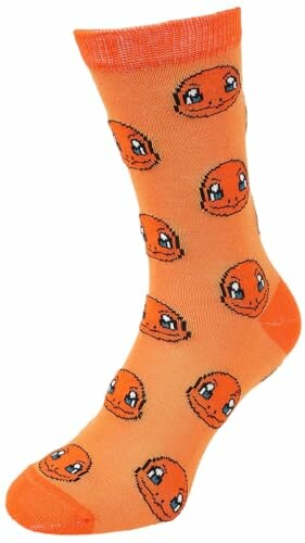 Chaussette orange avec motifs de visages souriants