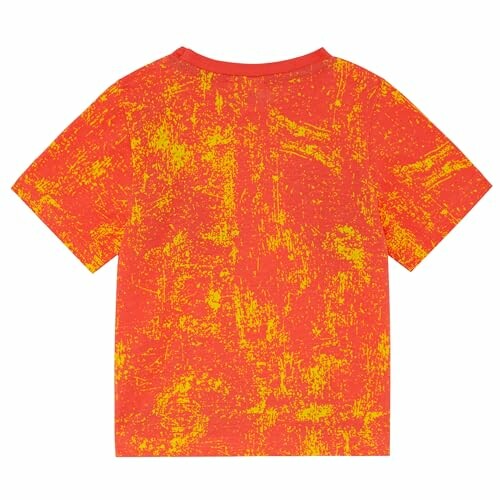 T-shirt orange avec motif texturé jaune