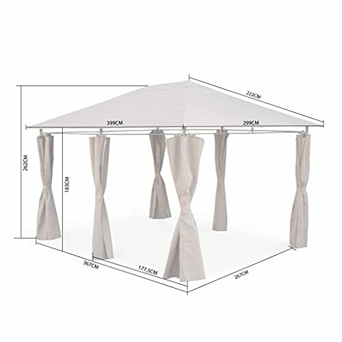 Schéma d'un pavillon extérieur avec dimensions.