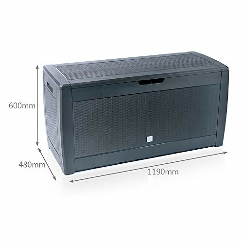 Coffre de rangement extérieur en plastique noir avec dimensions