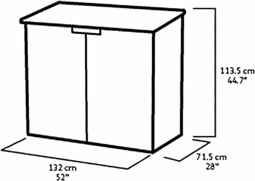 Croquis d'un cabinet de rangement extérieur avec dimensions.