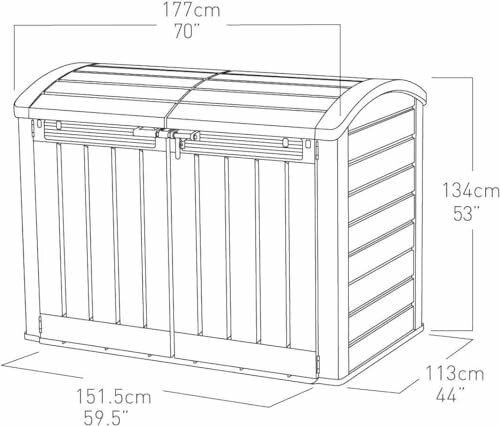 Schéma d'un abri de jardin avec dimensions.