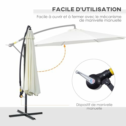 Parasol avec dispositif de manivelle manuelle