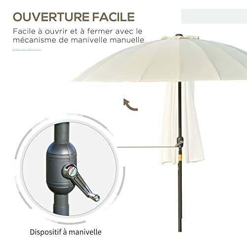 Parasol avec mécanisme de manivelle pour ouverture facile